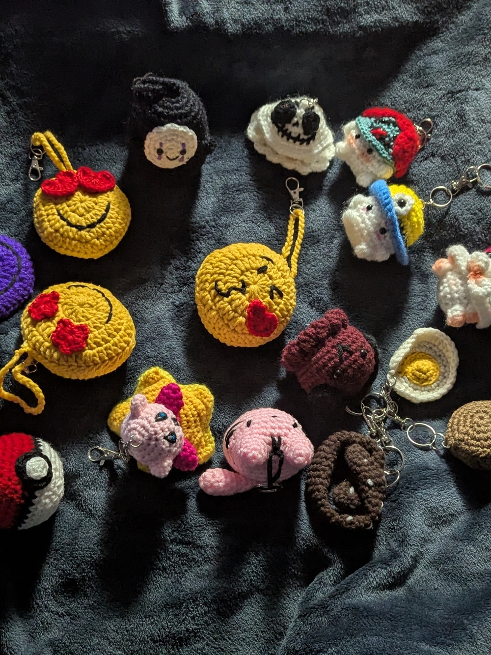 Handmade Crochet Emoji & Character Keychain Assortment - Yellow Accent